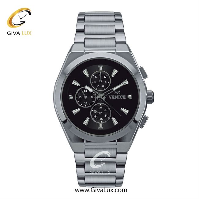 ساعت مچی اورجینال مردانه ونیز سه موتوره فول تایم نقره ای | نقره ای| مشکی| کد رفرنس Vinice801271502