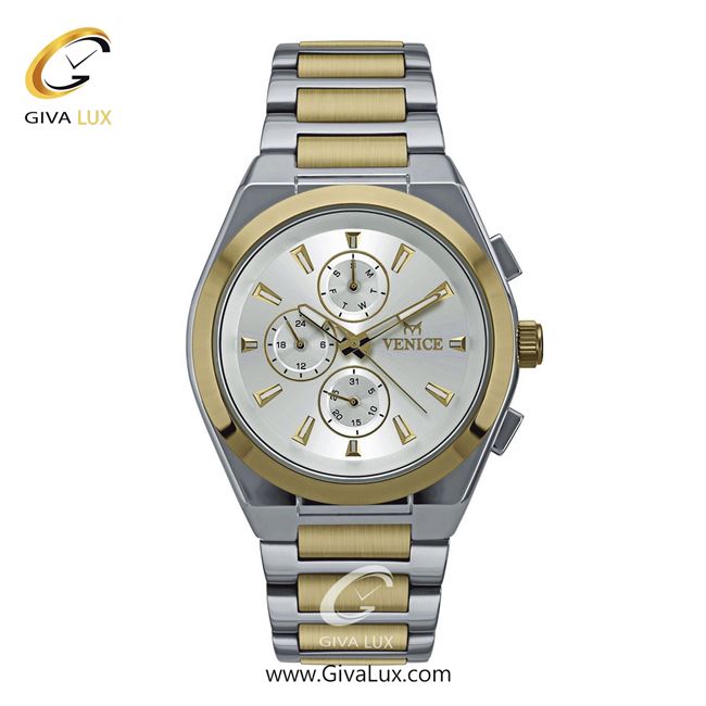 ساعت مچی اورجینال مردانه ونیز سه موتوره فول تایم طلایی-نقره ای | طلایی-نقره ای| نقره ای| کد رفرنس V801275202