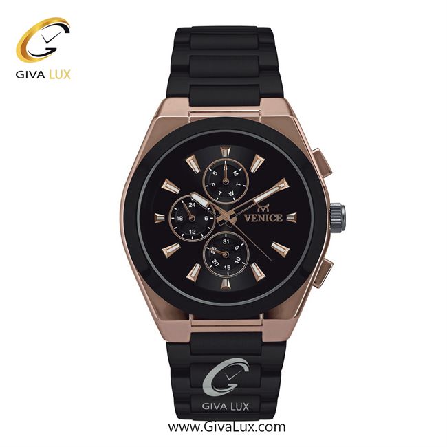 ساعت مچی اورجینال مردانه ونیز سه موتوره فول تایم رزگلد-مشکی | مشکی| مشکی| کد رفرنس V801276702