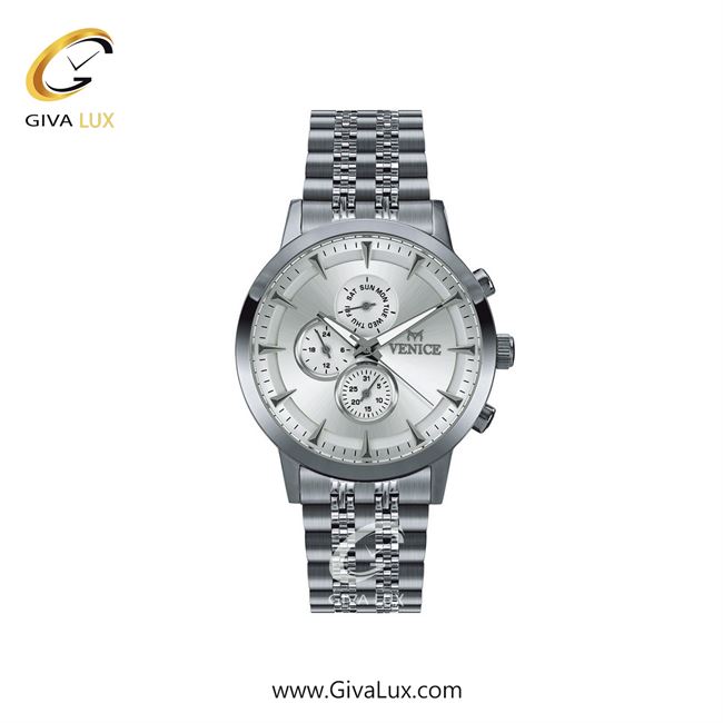 ساعت مچی اورجینال زنانه ونیز سه موتوره فول تایم نقره ای | نقره ای| نقره ای| کد رفرنس V801281101