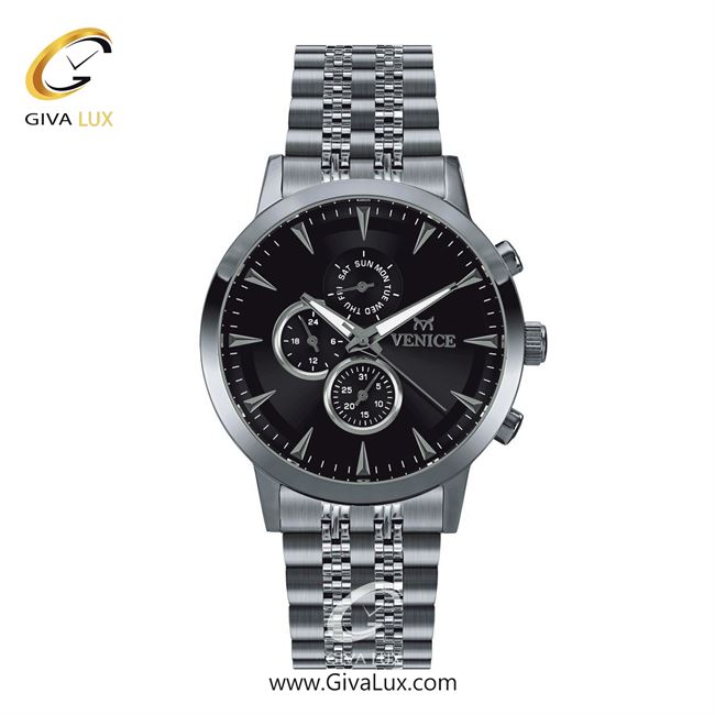 ساعت مچی اورجینال مردانه ونیز سه موتوره فول تایم نقره ای | نقره ای| مشکی| کد رفرنس V801281502