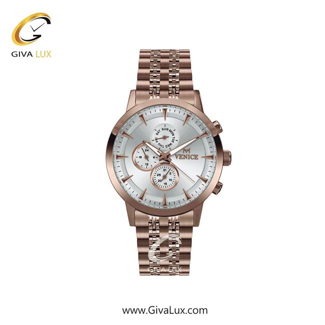 ساعت مچی اورجینال زنانه ونیز سه موتوره فول تایم رزگلد | رزگلد| نقره ای| کد رفرنس V801283101