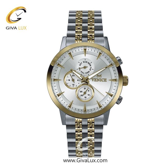 ساعت مچی اورجینال مردانه ونیز سه موتوره فول تایم طلایی-نقره ای | نقره ای-طلایی| نقره ای| کد رفرنس V801285202