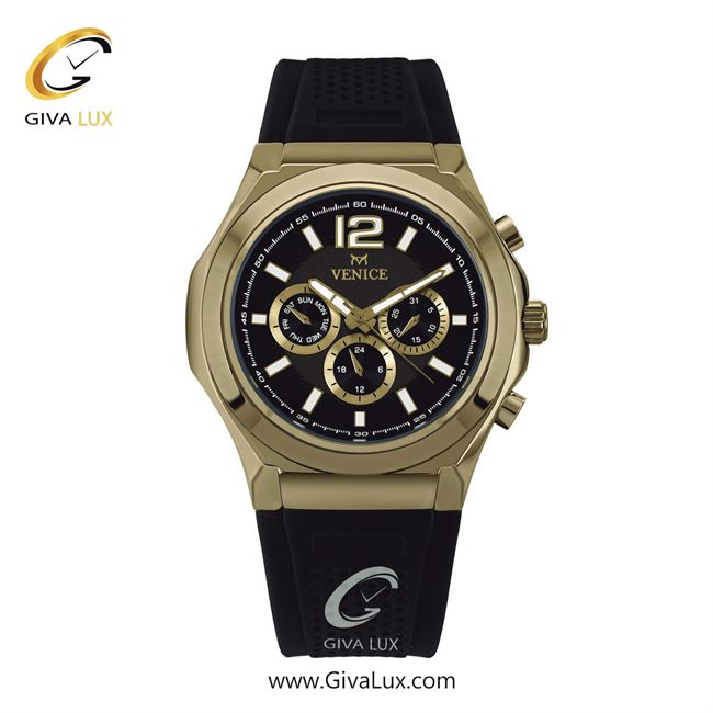 ساعت مچی اورجینال مردانه ونیز سه موتوره فول تایم طلایی | مشکی| مشکی| کد رفرنس V801292502