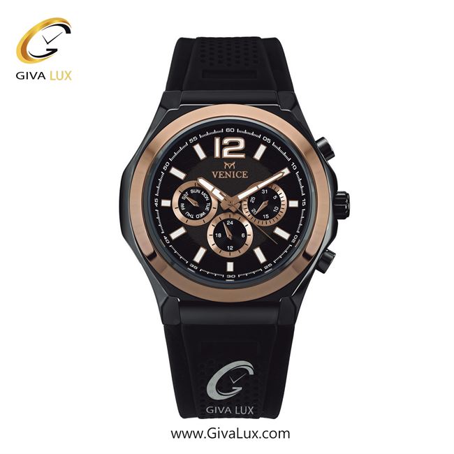 ساعت مچی اورجینال مردانه ونیز سه موتوره فول تایم مشکی-رزگلد | مشکی| مشکی| کد رفرنس V801296702
