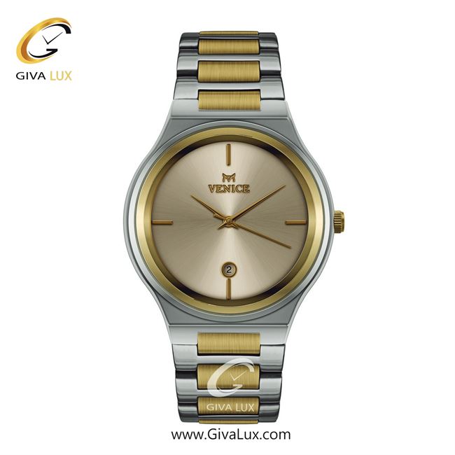 ساعت مچی اورجینال مردانه ونیز طلایی-نقره ای | طلایی-نقره ای| شامپاینی| کد رفرنس V801315402