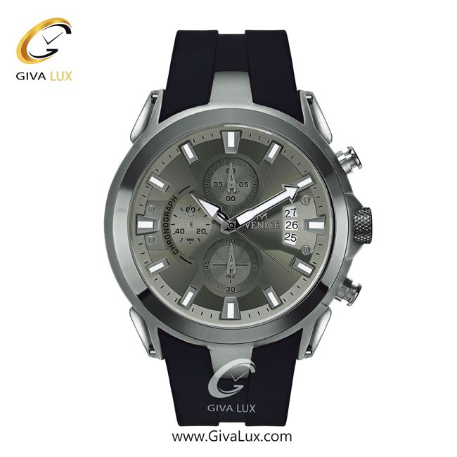 ساعت مچی اورجینال مردانه ونیز سه موتوره کرنوگراف نقره ای | مشکی| دودی|تیتانیوم| کد رفرنس V801321202