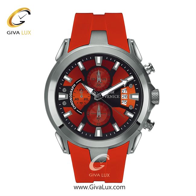 ساعت مچی اورجینال مردانه ونیز سه موتوره کرنوگراف نقره ای | نارنجی| نارنجی| کد رفرنس V801321722