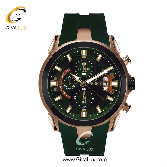 ساعت مچی اورجینال مردانه ونیز سه موتوره کرنوگراف مشکی-رزگلد | سبز| سبز یشمی تیره| کد رفرنس V801323702