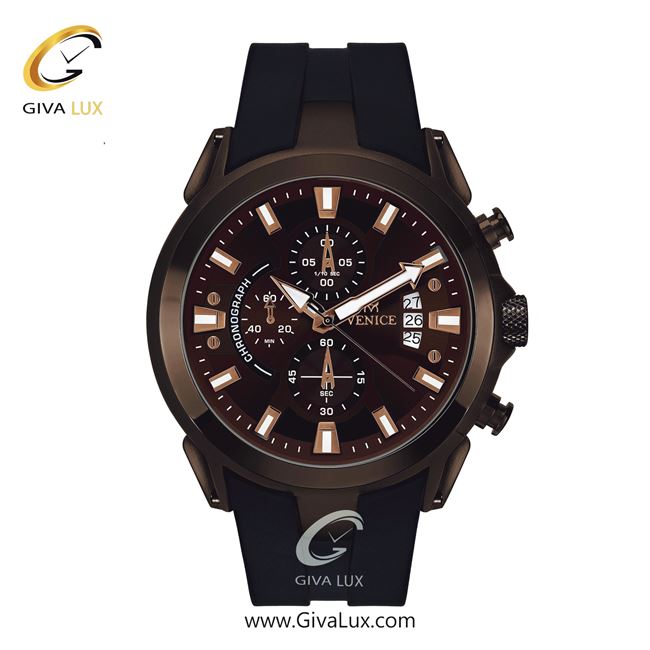 ساعت مچی اورجینال مردانه ونیز سه موتوره کرنوگراف قهوه ای | مشکی| قهوه ای| کد رفرنس V801323902
