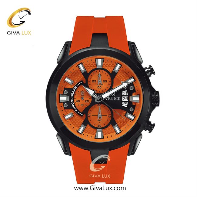 ساعت مچی اورجینال مردانه ونیز سه موتوره کرنوگراف مشکی | نارنجی| نارنجی| کد رفرنس V801324322