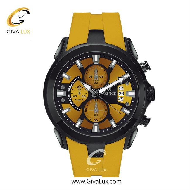 ساعت مچی اورجینال مردانه ونیز سه موتوره کرنوگراف مشکی | زرد| زرد| کد رفرنس V801324412