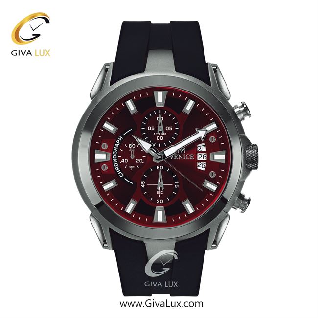 ساعت مچی اورجینال مردانه ونیز سه موتوره کرنوگراف تیتانیوم | مشکی| قرمز| کد رفرنس V801324702