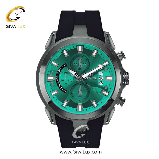 ساعت مچی اورجینال مردانه ونیز سه موتوره کرنوگراف تیتانیوم | مشکی| سبزآبی| کد رفرنس V801324812