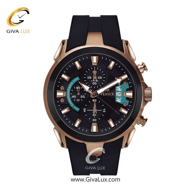 ساعت مچی اورجینال مردانه ونیز سه موتوره کرنوگراف مشکی | مشکی| رزگلد| کد رفرنس V801326702