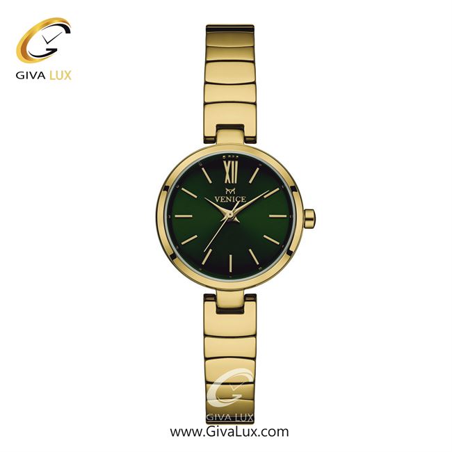 ساعت مچی اورجینال زنانه ونیز طلایی | طلایی| سبز یشمی تیره| کد رفرنس V801342801