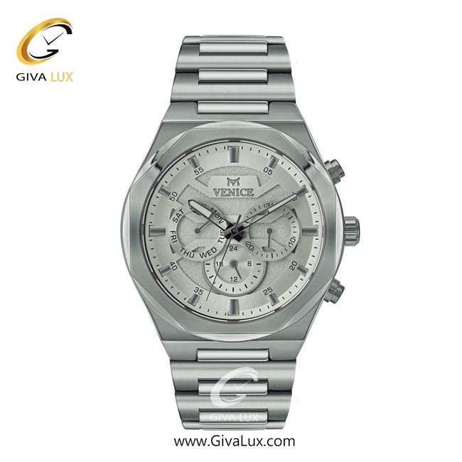 ساعت مچی اورجینال مردانه ونیز سه موتوره فول تایم نقره ای | نقره ای| نقره ای| کد رفرنس V801371102