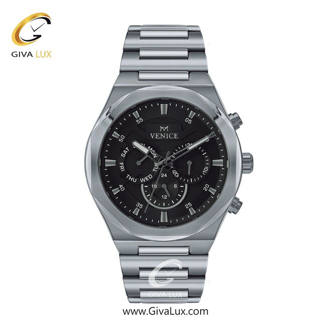 ساعت مچی اورجینال مردانه ونیز سه موتوره فول تایم نقره ای | نقره ای| مشکی| کد رفرنس V801371502