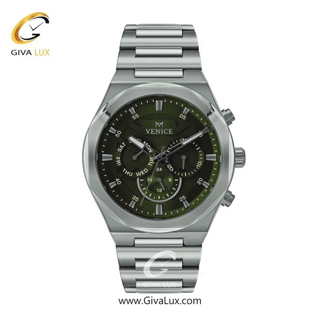 ساعت مچی اورجینال مردانه ونیز سه موتوره فول تایم نقره ای | نقره ای| زیتونی| کد رفرنس V801371802