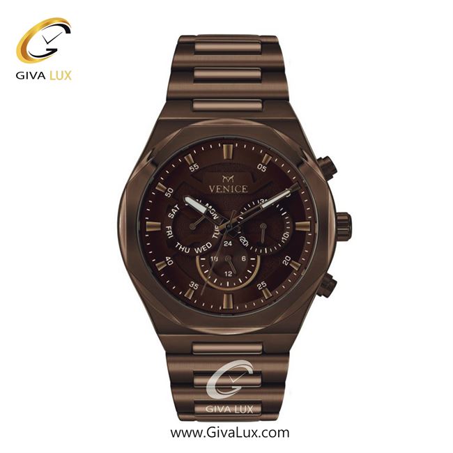 ساعت مچی اورجینال مردانه ونیز سه موتوره فول تایم کافی | کافی| قهوه ای| کد رفرنس V801373902