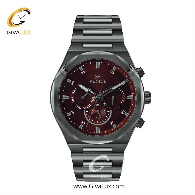 ساعت مچی اورجینال مردانه ونیز سه موتوره فول تایم تیتانیوم | تیتانیوم| قهوه ای| کد رفرنس V801374702
