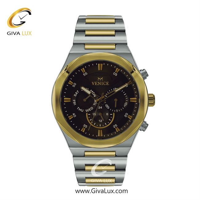 ساعت مچی اورجینال مردانه ونیز سه موتوره فول تایم نقره ای-طلایی | طلایی-نقره ای| قهوه ای| کد رفرنس V801375602