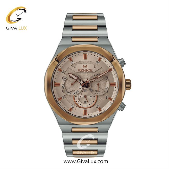 ساعت مچی اورجینال مردانه ونیز سه موتوره فول تایم نقره ای-رزگلد | نقره ای-رزگلد| رزگلد| کد رفرنس V801376102