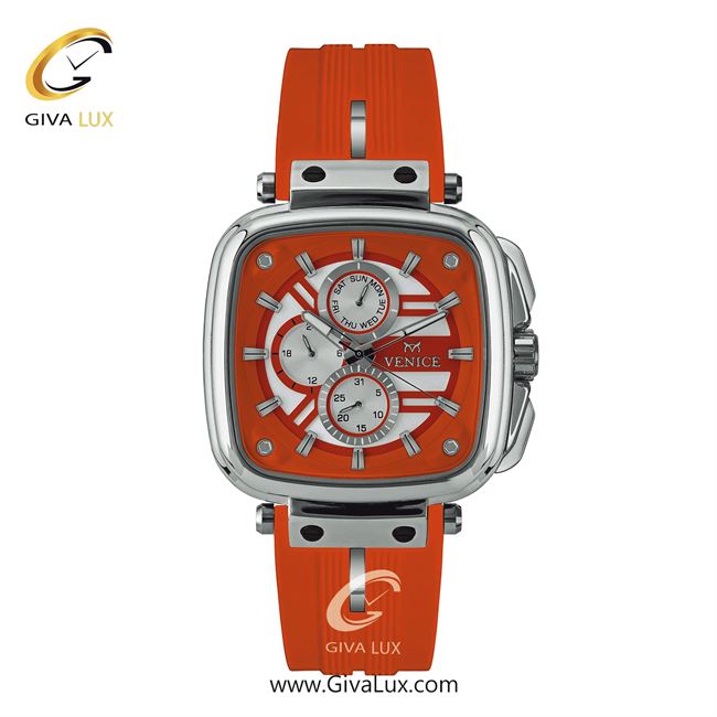 ساعت مچی اورجینال مردانه ونیز سه موتوره فول تایم نقره ای | نارنجی| نارنجی| کد رفرنس V801381722