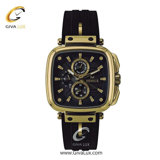 ساعت مچی اورجینال مردانه ونیز سه موتوره فول تایم طلایی | مشکی| مشکی| کد رفرنس V801382502