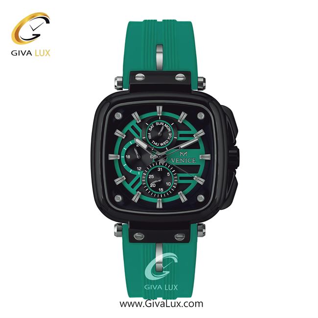 ساعت مچی اورجینال مردانه ونیز سه موتوره فول تایم مشکی | سبزآبی| مشکی-سبزآبی| کد رفرنس V801384512