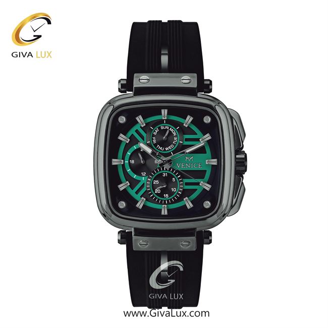 ساعت مچی اورجینال مردانه ونیز سه موتوره فول تایم تیتانیوم | مشکی| سبز-مشکی| کد رفرنس V801384812