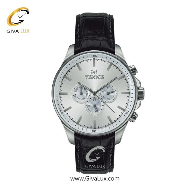 ساعت مچی اورجینال مردانه ونیز سه موتوره فول تایم نقره ای | مشکی| نقره ای| کد رفرنس V801391102
