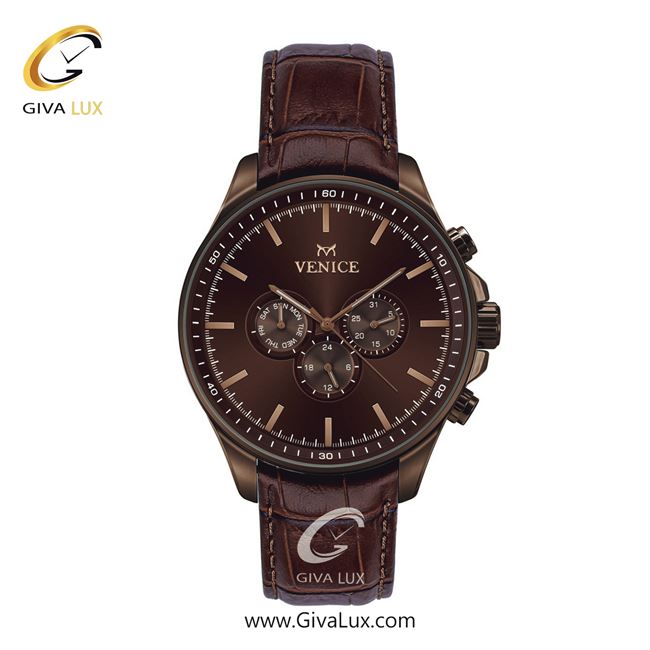 ساعت مچی اورجینال مردانه ونیز سه موتوره فول تایم کافی | قهوه ای| کافی| کد رفرنس V801393902