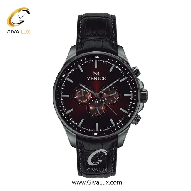 ساعت مچی اورجینال مردانه ونیز سه موتوره فول تایم تیتانیوم | مشکی| زرشکی| کد رفرنس V801394702
