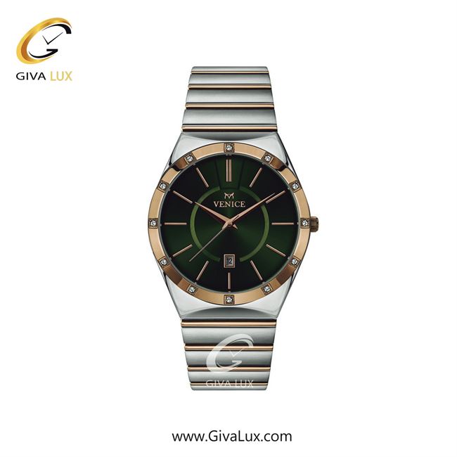 ساعت مچی اورجینال زنانه ونیز نقره ای-رزگلد | نقره ای-رزگلد| سبز یشمی تیره| کد رفرنس V801406501