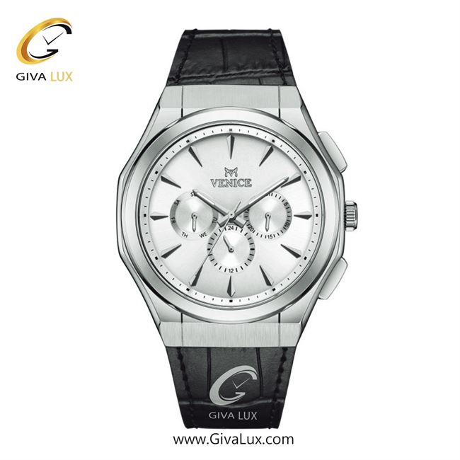 ساعت مچی اورجینال مردانه ونیز سه موتوره فول تایم نقره ای | مشکی| نقره ای| کد رفرنس V801411102