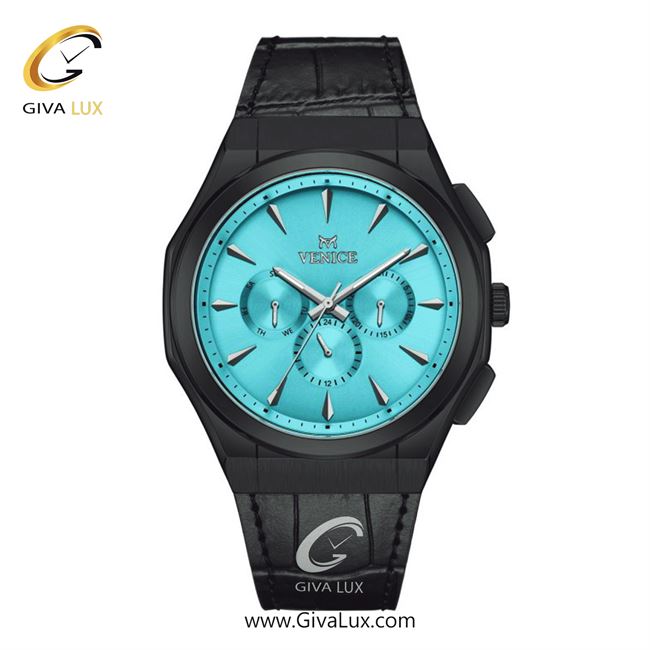 ساعت مچی اورجینال مردانه ونیز سه موتوره فول تایم تیتانیوم | مشکی| آبی| کد رفرنس V801414202