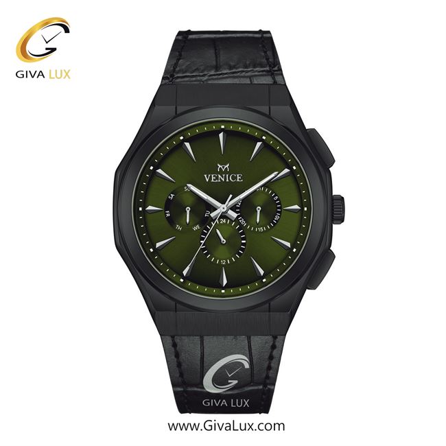 ساعت مچی اورجینال مردانه ونیز سه موتوره فول تایم تیتانیوم | مشکی| زیتونی| کد رفرنس V801414502