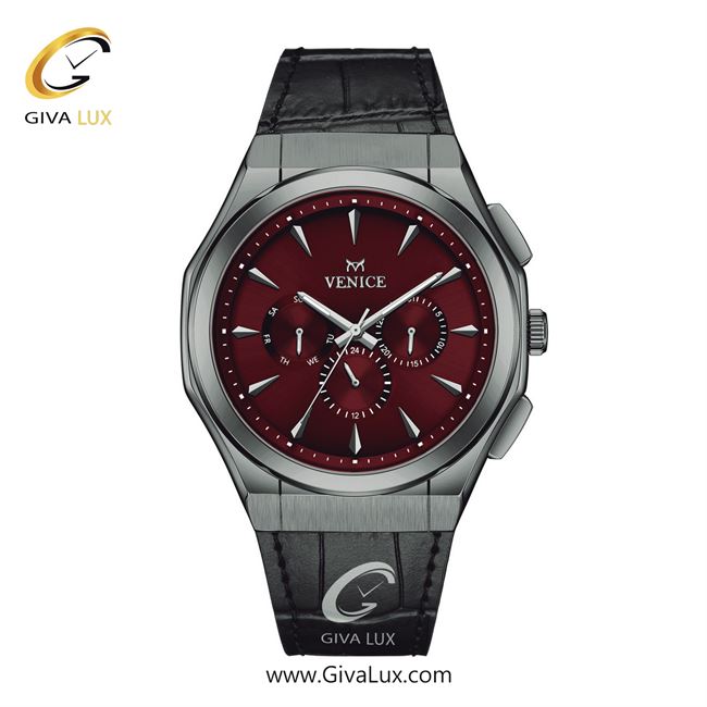ساعت مچی اورجینال مردانه ونیز سه موتوره فول تایم تیتانیوم | مشکی| زرشکی| کد رفرنس V801414702