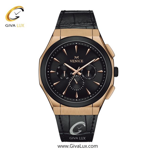 ساعت مچی اورجینال مردانه ونیز سه موتوره فول تایم رزگلد-مشکی | مشکی| مشکی| کد رفرنس V801416702
