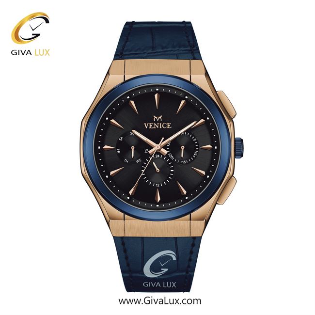 ساعت مچی اورجینال مردانه ونیز سه موتوره فول تایم سرمه ای-رزگلد | سرمه ای| مشکی| کد رفرنس V801417902