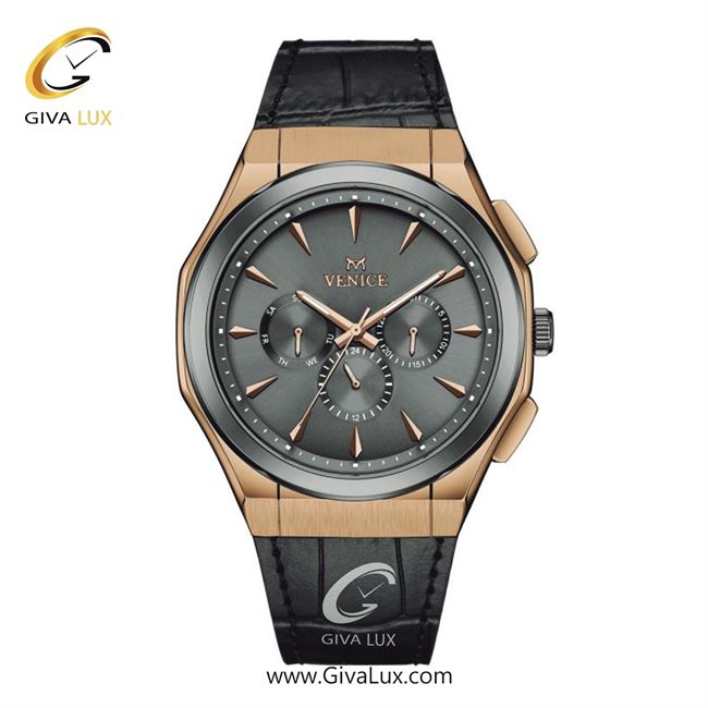 ساعت مچی اورجینال مردانه ونیز سه موتوره فول تایم رزگلد | مشکی| دودی|تیتانیوم| کد رفرنس V801418202