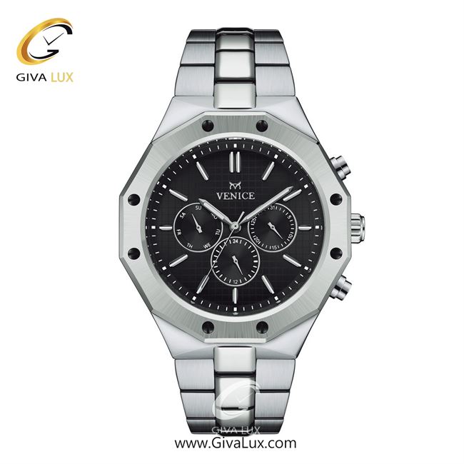 ساعت مچی اورجینال مردانه ونیز سه موتوره فول تایم نقره ای | نقره ای| مشکی| کد رفرنس V801421502