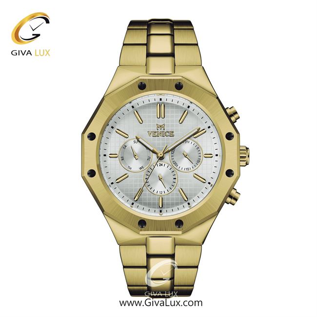 ساعت مچی اورجینال مردانه ونیز سه موتوره فول تایم طلایی | طلایی| نقره ای| کد رفرنس V801422102