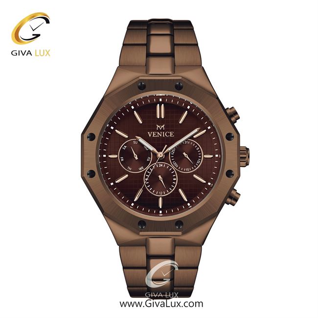ساعت مچی اورجینال مردانه ونیز سه موتوره فول تایم کافی | کافی| قهوه ای| کد رفرنس V801423902