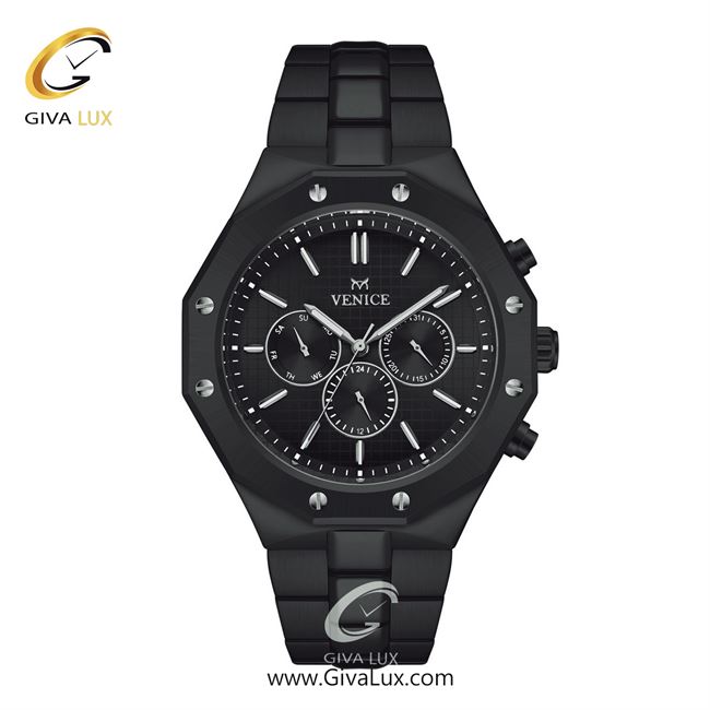 ساعت مچی اورجینال مردانه ونیز سه موتوره فول تایم تیتانیوم | تیتانیوم(زغالی)| مشکی| کد رفرنس V801424102