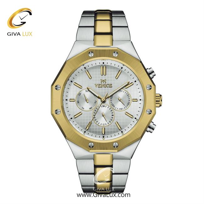 ساعت مچی اورجینال مردانه ونیز سه موتوره فول تایم نقره ای-طلایی | نقره ای-طلایی| نقره ای| کد رفرنس V801425202