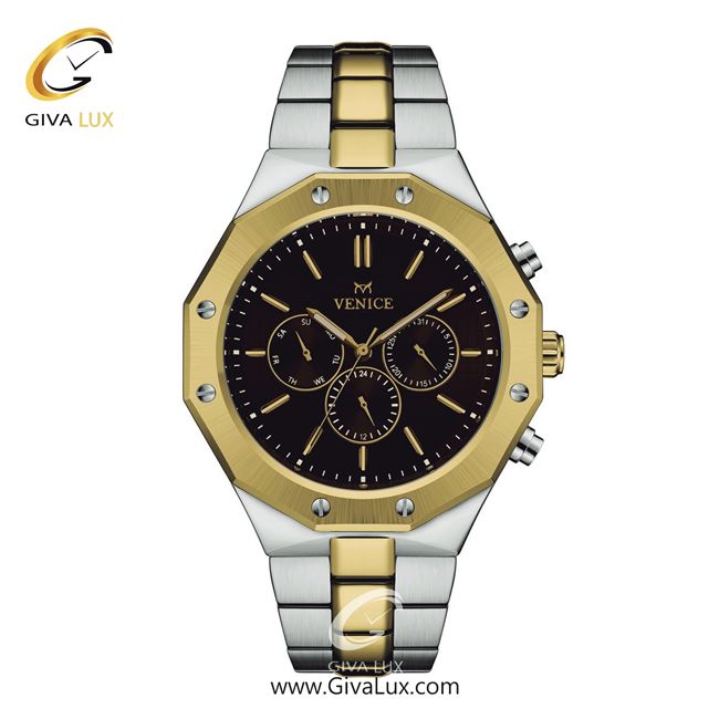 ساعت مچی اورجینال مردانه ونیز سه موتوره فول تایم طلایی-نقره ای | نقره ای-طلایی| قهوه ای| کد رفرنس V801425602