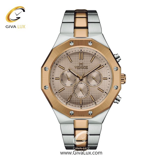ساعت مچی اورجینال مردانه ونیز سه موتوره فول تایم رزگلد-نقره ای | رزگلد-نقره ای| رزگلد| کد رفرنس V801426102