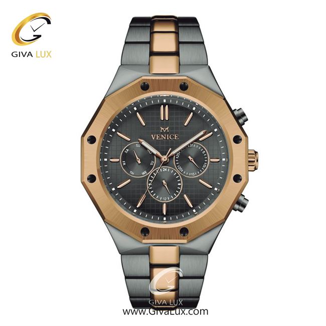 ساعت مچی اورجینال مردانه ونیز سه موتوره فول تایم رزگلد-تیتانیوم | رزگلد-تیتانیوم| دودی|تیتانیوم| کد رفرنس V801428202